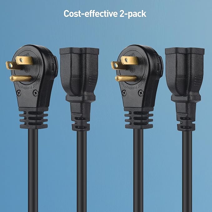 Cable Matters 2-Pack 16 AWG 360° Rotating Flat Plug Extension Cord - 10ft - Image 7