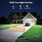 Onforu 150W LED Flood Lights Outdoor, 15000LM Brightness Security Light Switch - Image 3