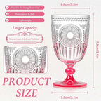 XUWAIDSGN 24Pcs Plastic Vintage Wine Glasses 13.5oz Reusable Embossed Goblet - Image 4
