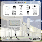 NUWATT 30W LED Flood Light, 3CCT 3000K/4000K/5000K Selectable, IP65 Waterproof - Image 2