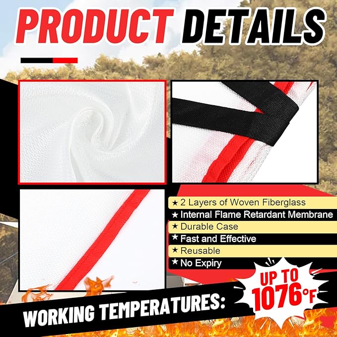 45 Pcs Emergency Fire Blankets for Home and Kitchen 40x40 Inch 15 Fiberglass - Image 3