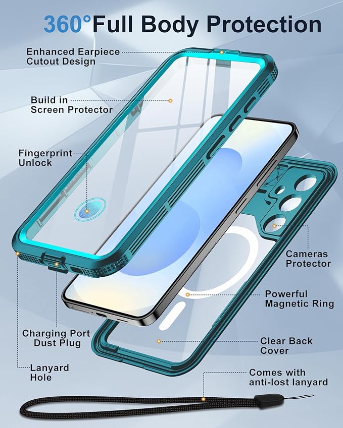 for Samsung Galaxy S25 Waterproof Case, Magnetic Heavy Duty Military Grade - Image 5