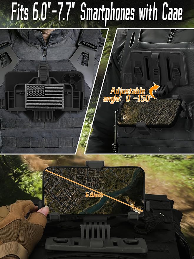 Tactical Molle Phone Holder for Plate Carrier Vest, Quick-Release Heavy Duty - Image 5