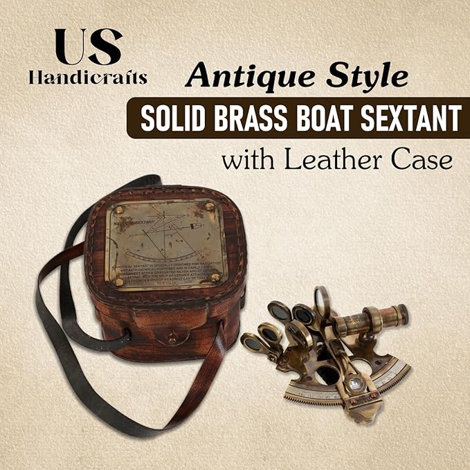 Antique Style Solid Brass Ship Sextant - Image 5