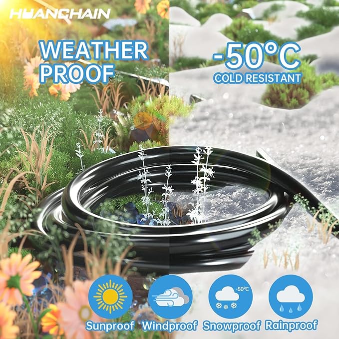 HUANCHAIN Indoor Outdoor Black Extension Cord 15 ft Waterproof, 16/3 Gauge - Image 6