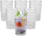 ZMOWIPDL Vintage Glassware Drinking Glasses Set of 6, 13 oz Clear Textured by ZMOWIPDL