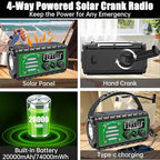 Aivica 20000mah Emergency Radio, SW/NOAA/AM/FM Weather Radio, Solar Powered - Image 6