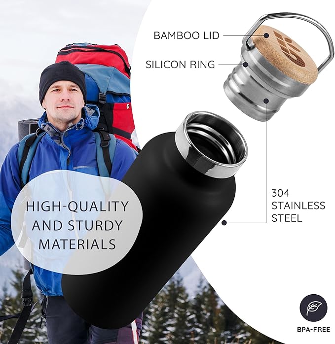 Bambaw Insulated Water Bottle 32 oz, Wide Mouth Stainless Steel Water Bottle - Image 2