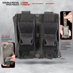 Double Pistol Magazine Pouch, High-Strength Laminate Material, MOLLE Compatible - Image 3