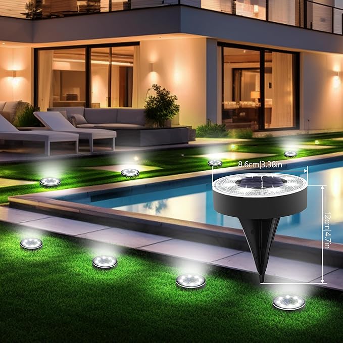 Joomer Solar Ground Lights, 8 Pack 8 LED Solar Lights Outdoor Waterproof IP68 - Image 3