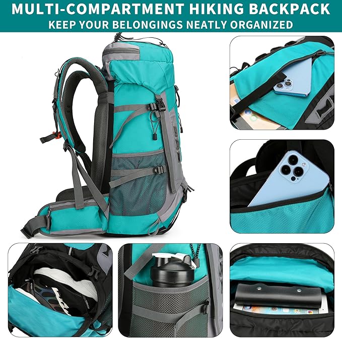 75L Hiking Backpack with Rain Cover Waterproof Camping Backpack Shoes Warehouse - Image 5