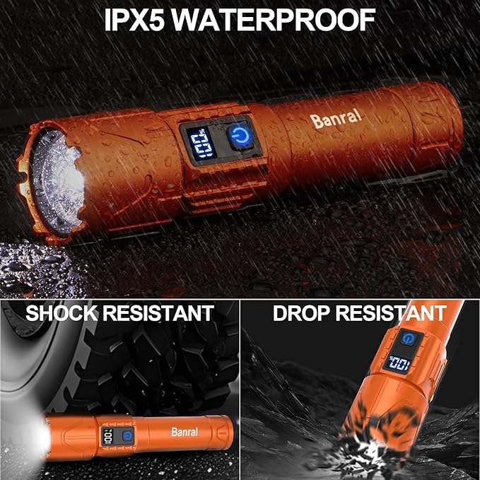 Rechargeable Tactical Flashlights 2000 High Lumens - 5000mAh Super Bright LED - Image 8