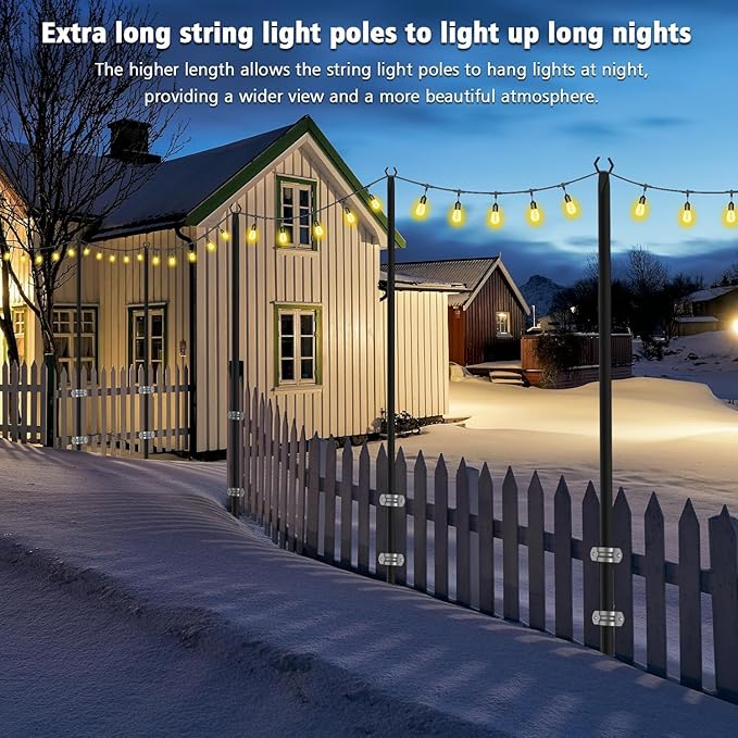 NUERPO 2 Pack String Light Poles, Metal Poles - Image 4
