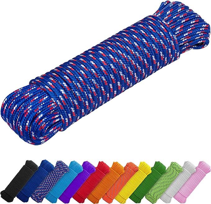 TECEUM Rope – 150 Feet x 1/4 Inch – Patriot Mix – Strong All-Purpose Utility by TECEUM