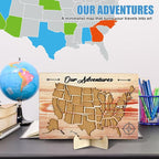 Cork Board USA Travel Map with Push 100 Pin and Wooden Storage Box 12" x 8" - Image 5