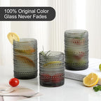 ZMOWIPDL Vintage Glassware Drinking Glasses Set of 12, Embossed Water Tumbler - Image 3