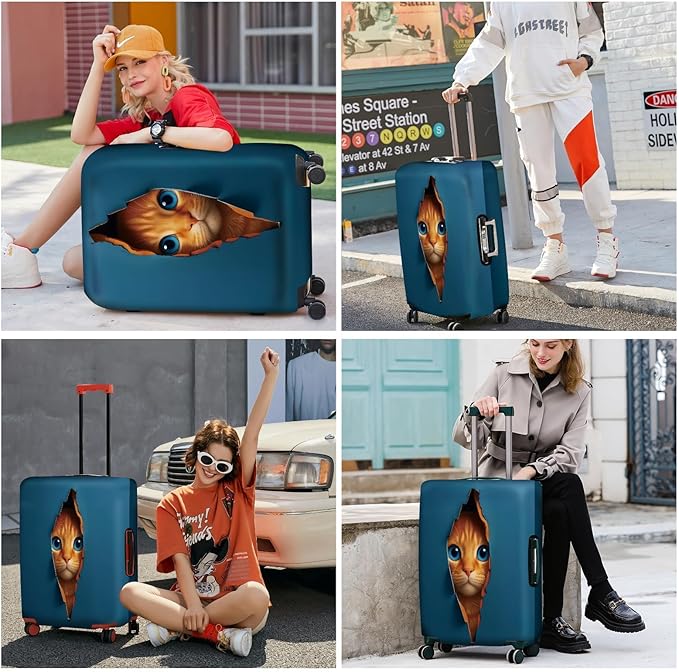 ANNA QUEEN 3D Cat Face Luggage Cover, Cute Peek Cat Suitcase Protector - Image 6