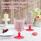 XUWAIDSGN 6Pcs Plastic Vintage Wine Glasses 13.5oz Reusable Embossed Goblet - Image 2