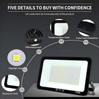 4Pack LED Flood Light Outdoor, 250W LED Work Light 26500lmwith 6FT US Plug - Image 5