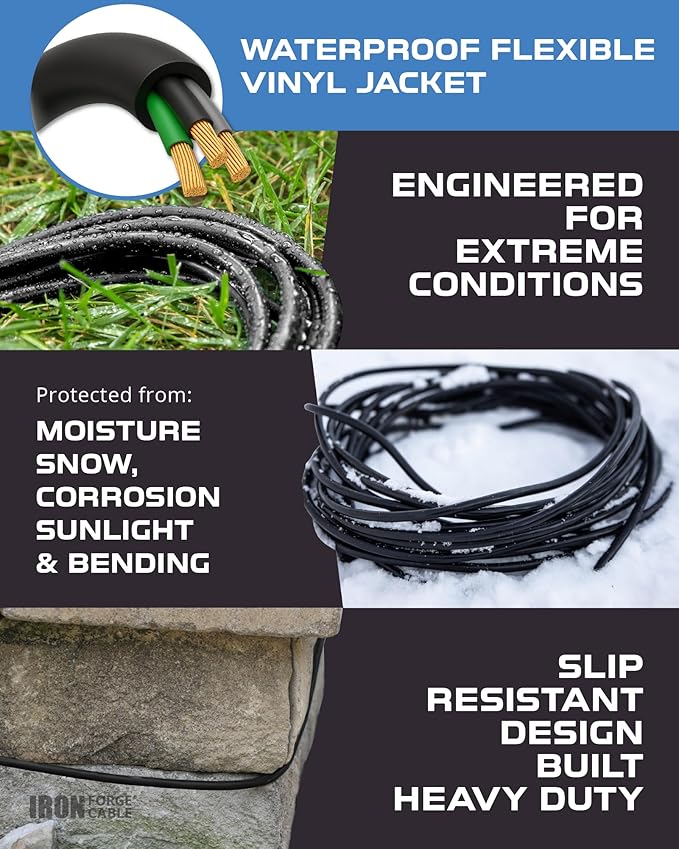 Iron Forge Cable 150 Ft Black Extension Cord, 150 Foot Extension Cord, 3 Prong - Image 4