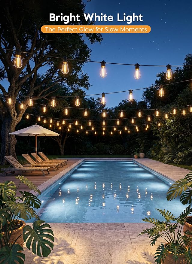 Minetom 34FT Solar String Lights Outdoor Waterproof, 9 LED S14 Shatterproof Bulb - Image 7