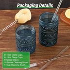 ZMOWIPDL Vintage Glassware Drinking Glasses Set of 12, Embossed Water Tumbler - Image 3