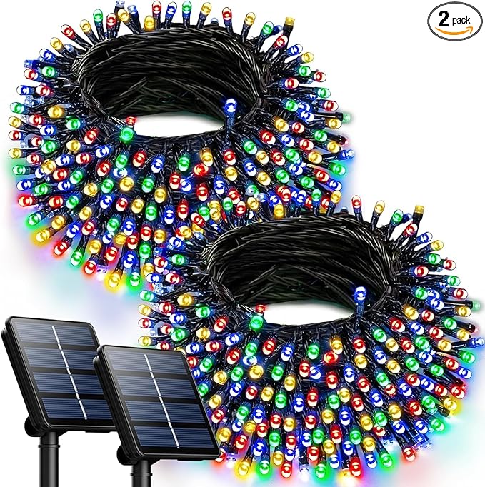 OZS 2PK 240LED Multicolor Solar Christmas Lights Outdoor Waterproof, String by OZS