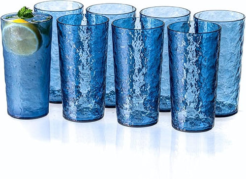 18oz Acrylic Glasses Drinkware, Ice-carved Design Shatter-Proof Plastic Cups by MIYOPESI