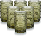 HomeVogue Hobnail Drinking Glasses Set of 6, 15 oz Vintage Glassware Set by HomeVogue