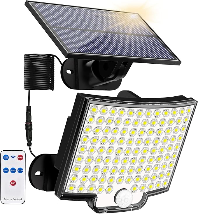 Solar Lights Outdoor, 106 LED 3000LM Solar Powered Motion Sensor Flood Lights by KKERNOWO