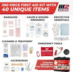 M2 BASICS 300 Piece First Aid Kit, 40 Items, Compact Emergency Medical Kit - Image 2