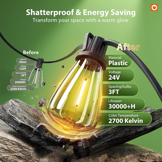 addlon 102FT Solar String Lights Outdoor Waterproof - Image 5