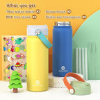 GoKEDA 18oz Kids Water Bottle, 2 Pack Insulated Bottles - Image 2
