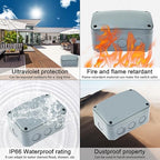 IP66 Weatherproof Electrical Project Boxes in Grey, Nineleaf PVC/ABS Plastic - Image 9