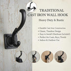 Mystic Colonial Medieval Wall Hooks Hand-Forged Black Coated | Rustic - Image 7