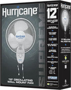 Hurricane Supreme 12” Portable Oscillating Wall Mount Fan, Space Saving - Image 7