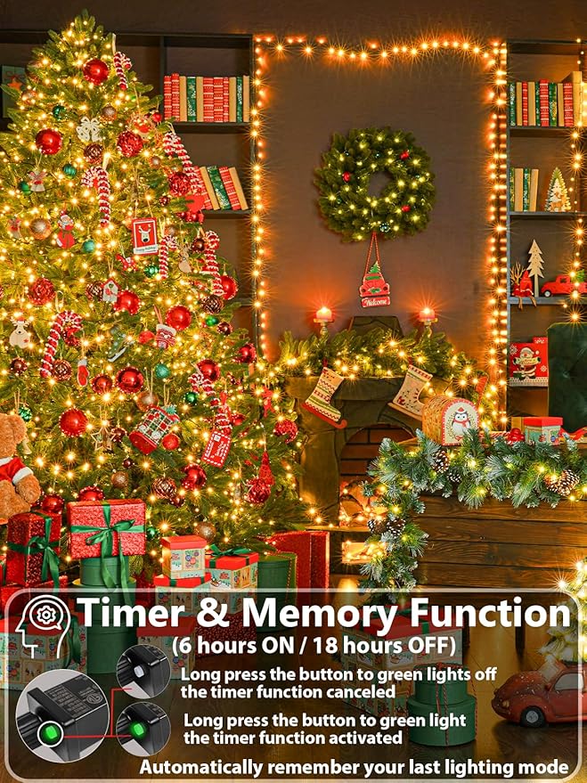 33 FT 100 LED Christmas String Lights Indoor Outdoor, Memory Function & Timer & - Image 3