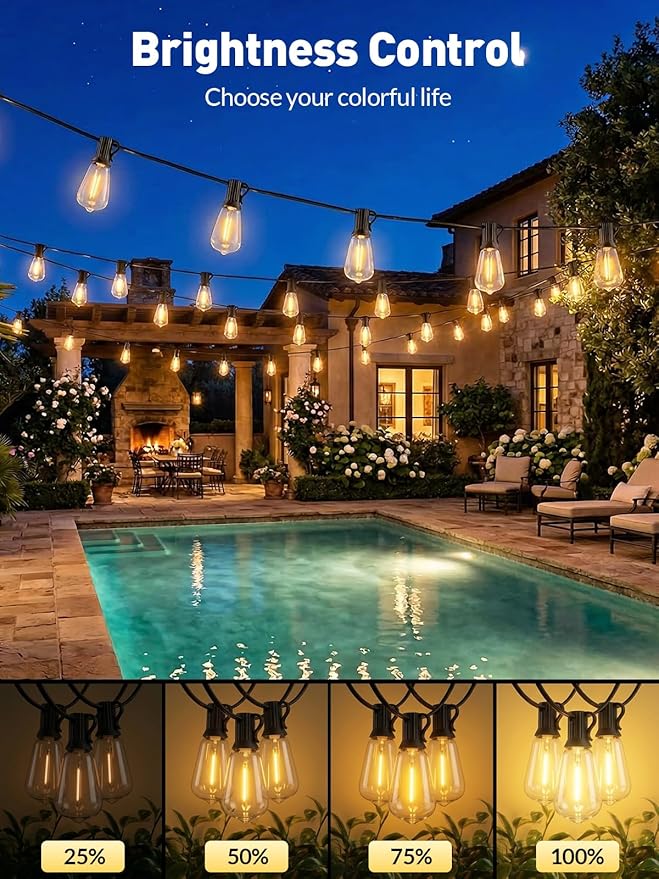 65ft-Solar-String-Lights-Outdoor-Waterproof-Solor-Powered-Patio-Light-Hanging-Ou - Image 2