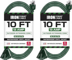 Iron Forge Cable 2 Pack 10ft Green Outdoor Extension Cord by IronForgeCable