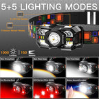 KunHe 10 Pack led Rechargeable Headlamp Flashlight Headlight Motion Sensor 10 - Image 2