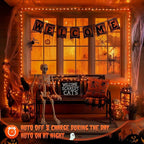 JMEXSUSS 2 Pack Solar Halloween Lights, 33ft 100 LED Orange Halloween Lights - Image 4