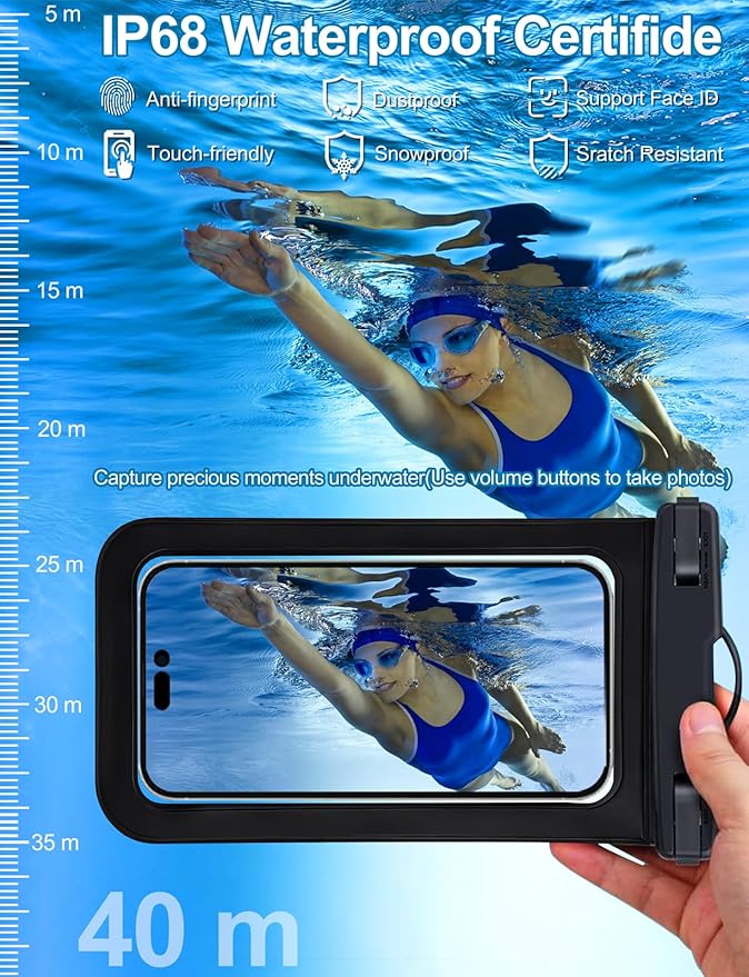Famoby Up to 8.3" 3 Pack White Universal Waterproof Phone Pouch, Phone - Image 4