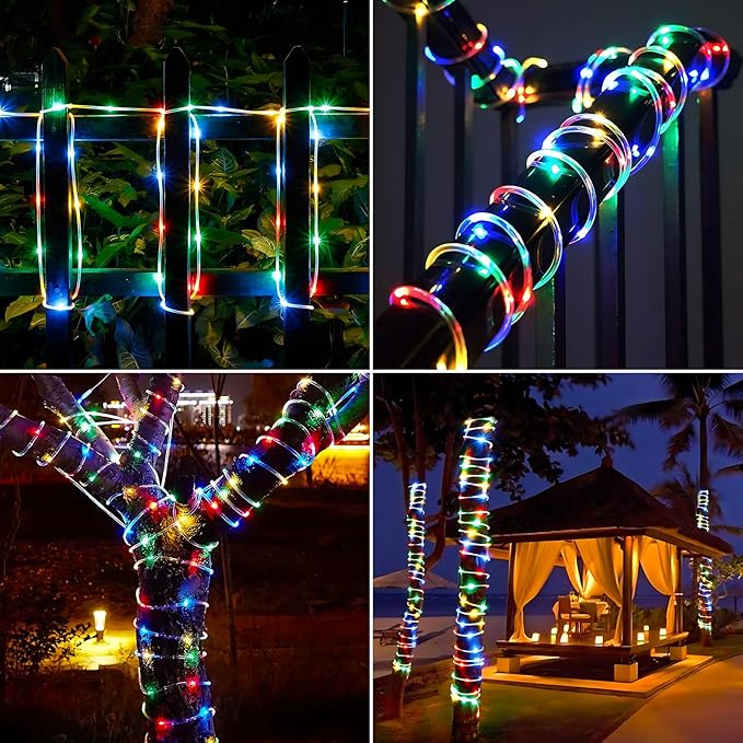 Solar Rope Lights, 2 Packs Total 66ft 200LED Solar String Lights, 8 Modes - Image 7