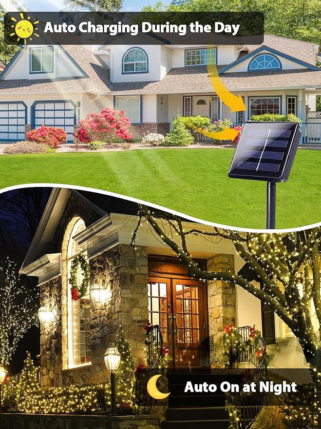 4 Pack Total 800 LED Solar Christmas Lights Outdoor, Solar String Lights - Image 2