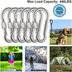 Locking Carabiner Clips, Stainless Steel Spring Snap Hook Locking Carabiner - Image 2