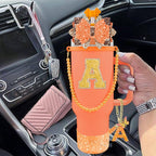9PCS Orange for Stanley Cup Accessories Set Bling Initials Bow Charms for - Image 6
