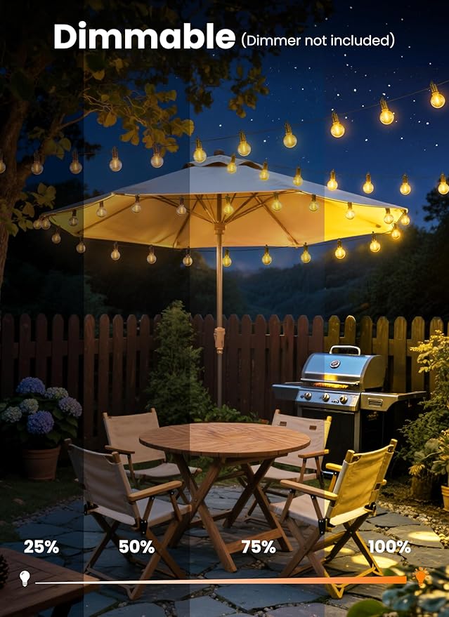 Outdoor String Patio Lights, 50FT 25 LED Patio Lights Waterproof, Connectable - Image 3