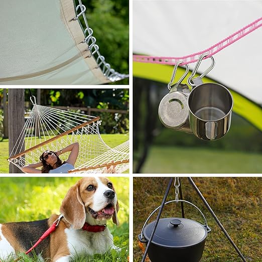 Small Carabiner Clip Hooks, Galvanized Iron Spring Snap Hook Fits Camping Hiking - Image 5