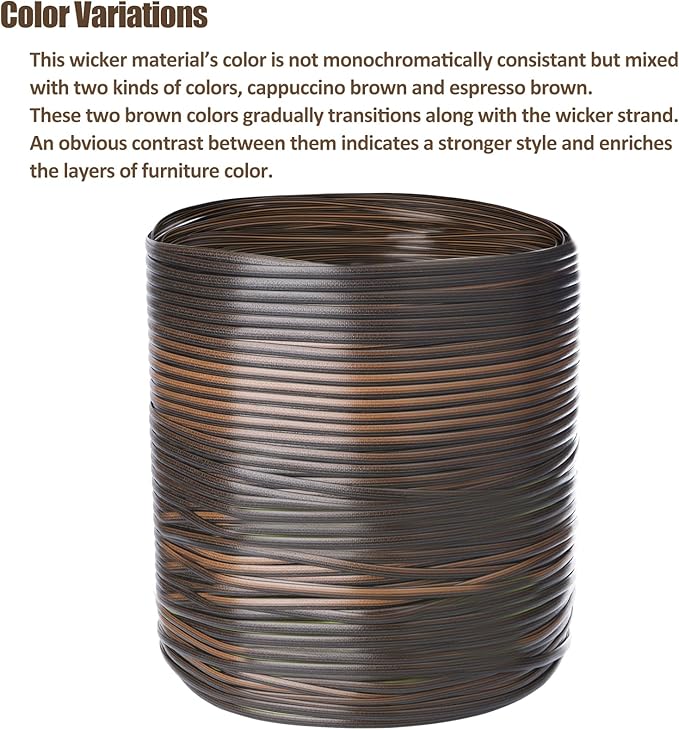 120 Ft Wicker Repair Kit, Plastic Wicker Repair Supplies, Gradient Dark Brown - Image 6