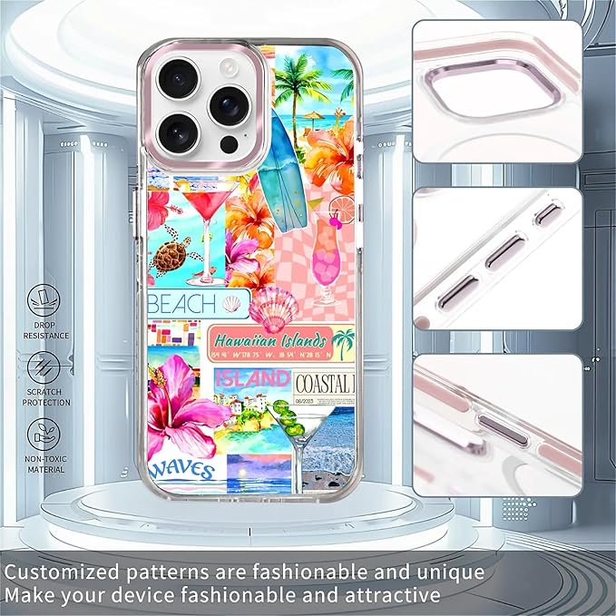 Case for iPhone 13 Pro, Coastal Beach Cover Coquette Collage Phone Case - Image 2